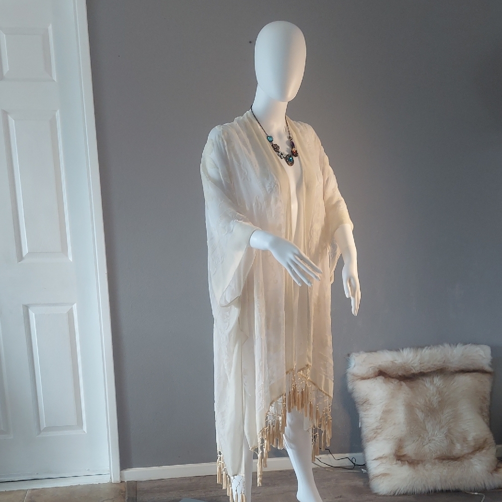 Cream Oversized Tunic with Flowing Sleeves